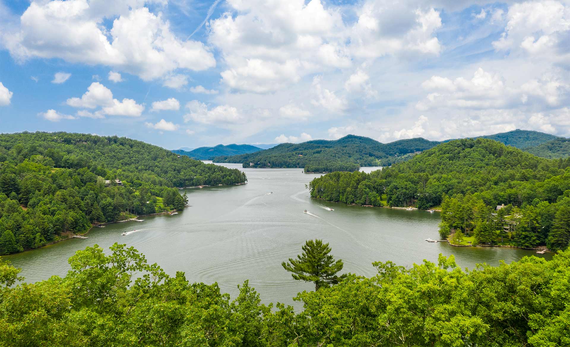 An aerial view of Lake Glenville.